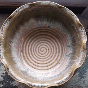 Handcrafted Ceramic Bowl with Spiral Design